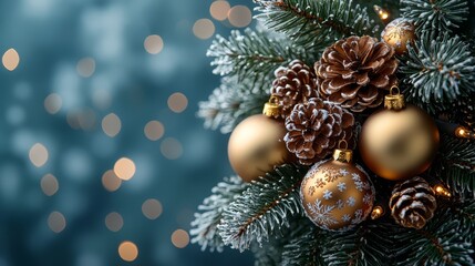 Fototapeta premium a close up of a christmas tree with ornaments on it