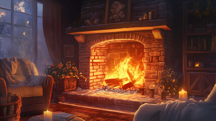 Radiant blaze create an artwork that captures the mesmerizing glow of a roaring fire. Emblaze. Illustration