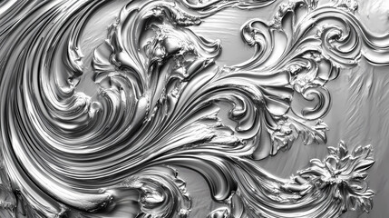 Silver colored embossed background. fine artistic details can be seen in this rendered monochrome illustration. Emblaze. Illustration