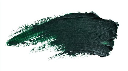 A close up of a green brush stroke on a white background