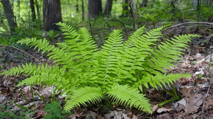 Fototapeta premium A fern plant growing in the woods on the ground