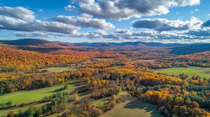 Naklejka premium A view of a field with trees in the foreground and mountains in the background