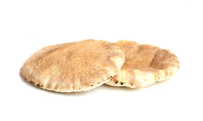pitta bread on white background