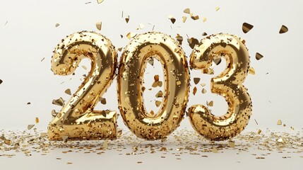 A 3D rendering of the number 2013 surrounded by confetti