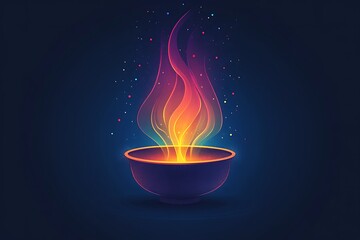 Bowl with Flames Rising from It



