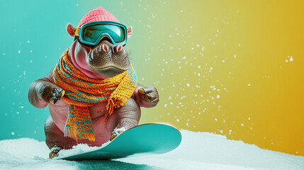 winter sports, animals skating, snowboarding, playing hockey