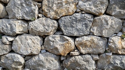 A stone wall with small plants growing out of it