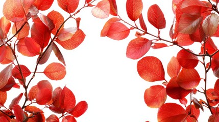 A bunch of red leaves on a white background