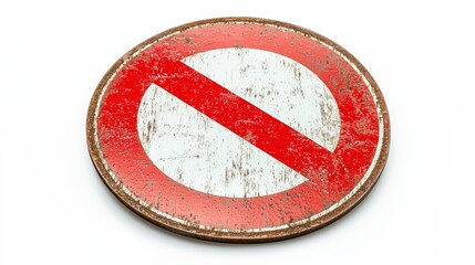 A red and white no entry sign on a white background