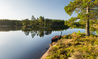 See im Glaskogen Naturreservat, Kanu, V&auml;rmlands L&auml;n, Schweden