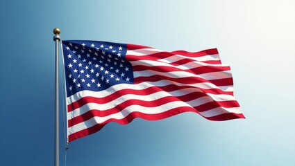 Fototapeta premium American flag waving in the wind on a sunny day