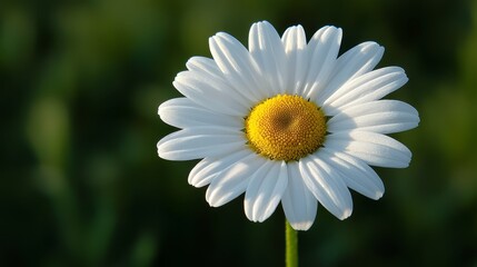 Obraz premium A single white flower with a yellow center in a field
