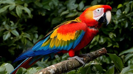 Fototapeta premium A colorful parrot sitting on a tree branch