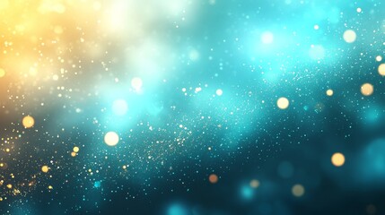 Fototapeta premium Abstract glowing bokeh background with blue and gold light