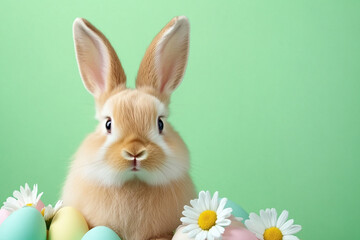 Obraz premium Rustic Easter Scene Featuring an American Fuzzy Lop Rabbit