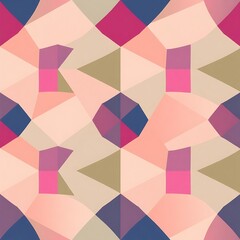 Geometric Harmony: Abstract seamless pattern with low poly shapes in muted pinks, purples, and beige. Ideal for modern design projects. 