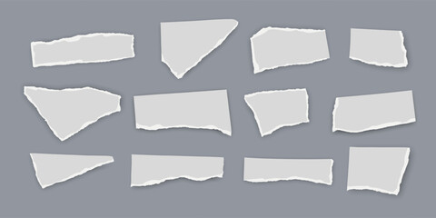 Set of torn paper fragments isolated on background, Vector illustration