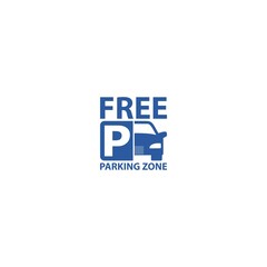  Free parking zone sign isolated on white background