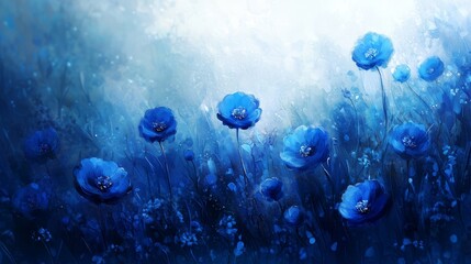 A field of blue flowers in the middle of a field