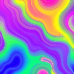Obraz premium Liquid Rainbow: A vibrant, abstract background of swirling, iridescent colors evoking a sense of energy, movement, and psychedelic wonder. 