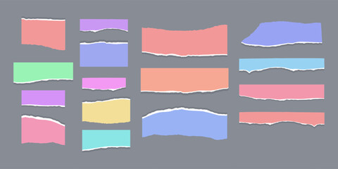 Set of torn paper fragments isolated on background, Vector illustration