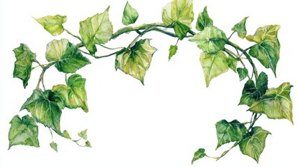 A watercolor painting of ivy leaves on a white background