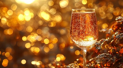 A glass of champagne sitting on top of a table