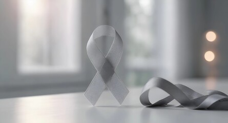 Parkinsons disease awareness or brain cancer grey ribbon symbol
