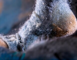 Close-up of a Lint-Covered Sock