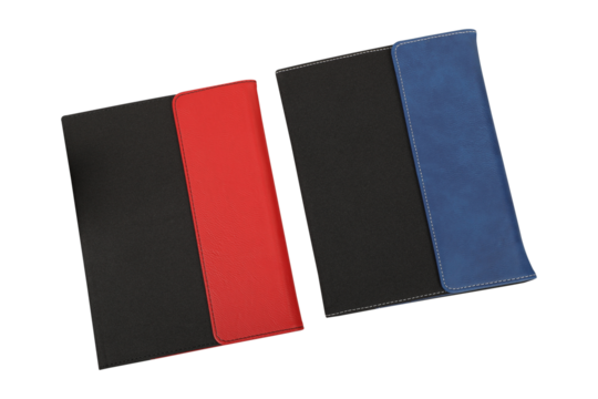 Leather and fabric flap portfolio. isolated png background.