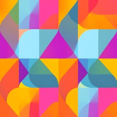 Obraz premium Vibrant Geometric Abstract: A captivating interplay of bold colors and organic shapes creates a dynamic, modern abstract design. Perfect for backgrounds, branding, or adding a pop of visual interest.