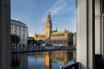 Rathaus, Kleine Alster, Hamburg, Deutschland