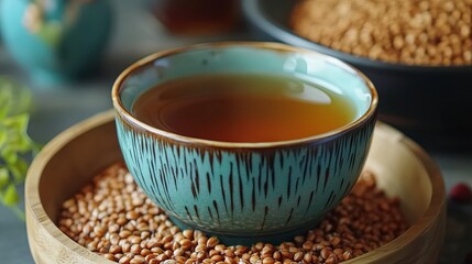 Fototapeta premium Buckwheat tea in a cup