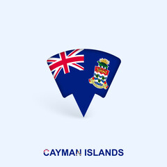 Cayman Islands Flag Map Pointer Design with Shadow.