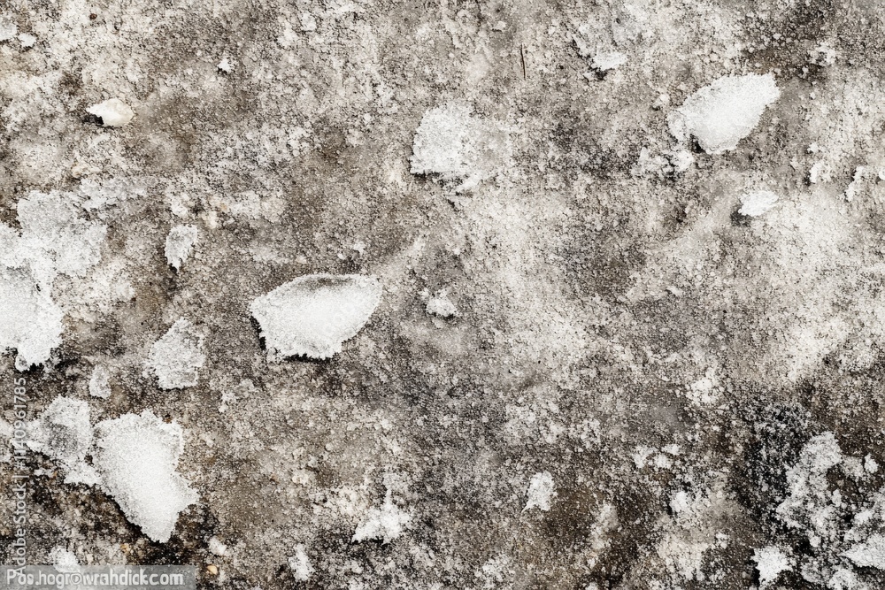 Poster An intricate close-up of the snowy ground, highlighting the various textures and patterns formed by snowflakes, rocks, and ice, evoking a sense of winter's beauty and complexity.