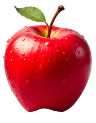 Red Apple with water droplets transparent image