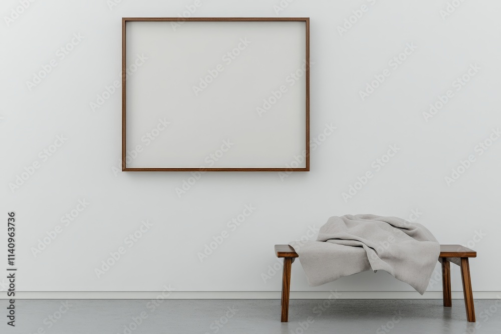 Poster a rustic wooden bench draped with a soft blanket provides a warm and inviting scene, contrasting bea