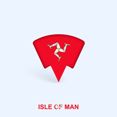 Isle of Man Flag Map Pointer Design with Shadow.