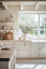Modern Minimalist Chic Provence Luxury Kitchen with Garden Access