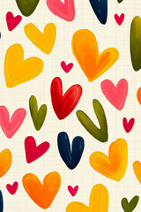 A bunch of colorful hearts on a sheet of paper