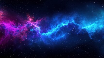 Naklejka premium Vivid neon blue and purple hues glowing against a black background.