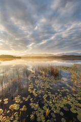 Sonnenaufgang am Staffelsee, Uffing, Allgäu, Bayern, Deutschland