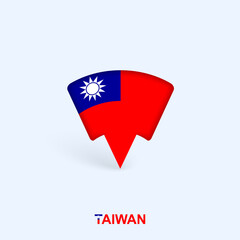 Taiwan Flag Map Pointer Design with Shadow.