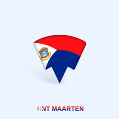 Obraz premium Sint Maarten Flag Map Pointer Design with Shadow.
