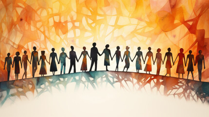 Silhouetted Figures Symbolizing Togetherness and Culture