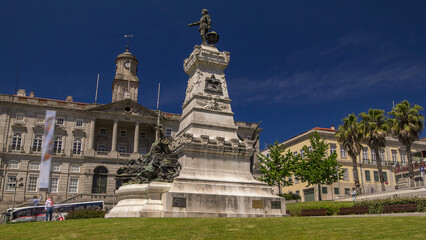 Fototapeta premium Henry Infante Dom Henrique the Navigator Monument, Porto, Portugal timelapse hyperlapse