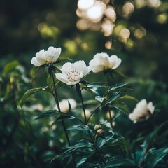 Obraz premium Wild peony in medicinal garden.