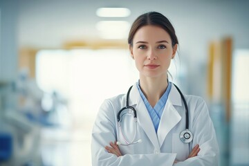 Compassion and professionalism shine through a doctor's dedicated gaze in a healthcare environment