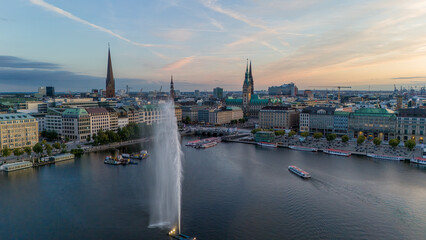 Panorama View over the inner City of Hamburg 