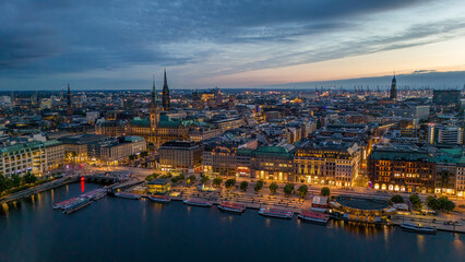 Panorama View over the inner City of Hamburg 